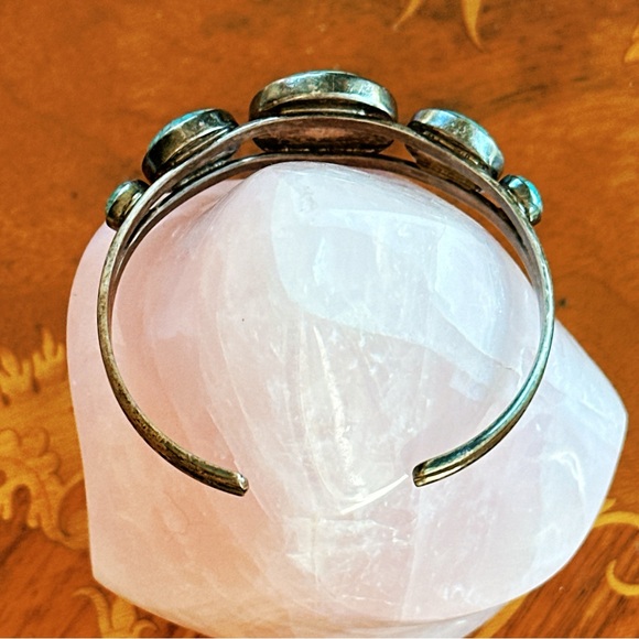 Vintage Jay King DTR Turquoise Stone Sterling Silver Desert Rose Cuff Bracelet - Picture 5 of 16